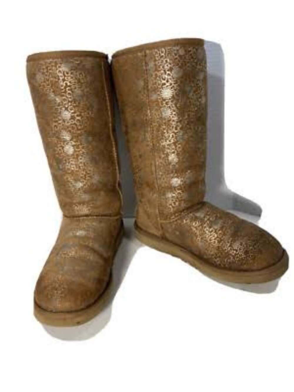 UGG Rare Y2K -Classic Tall Fancy 5998-Chestnut w/Gold Foil Logo Design-Womens 9